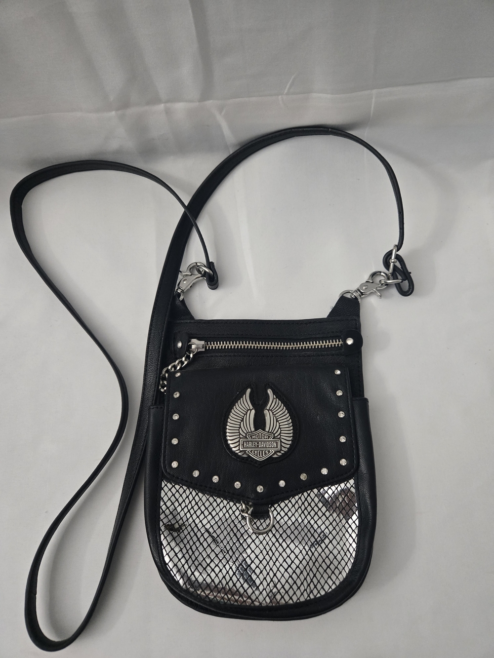 Harley-Davidson Black & Silver Crossbody Bag